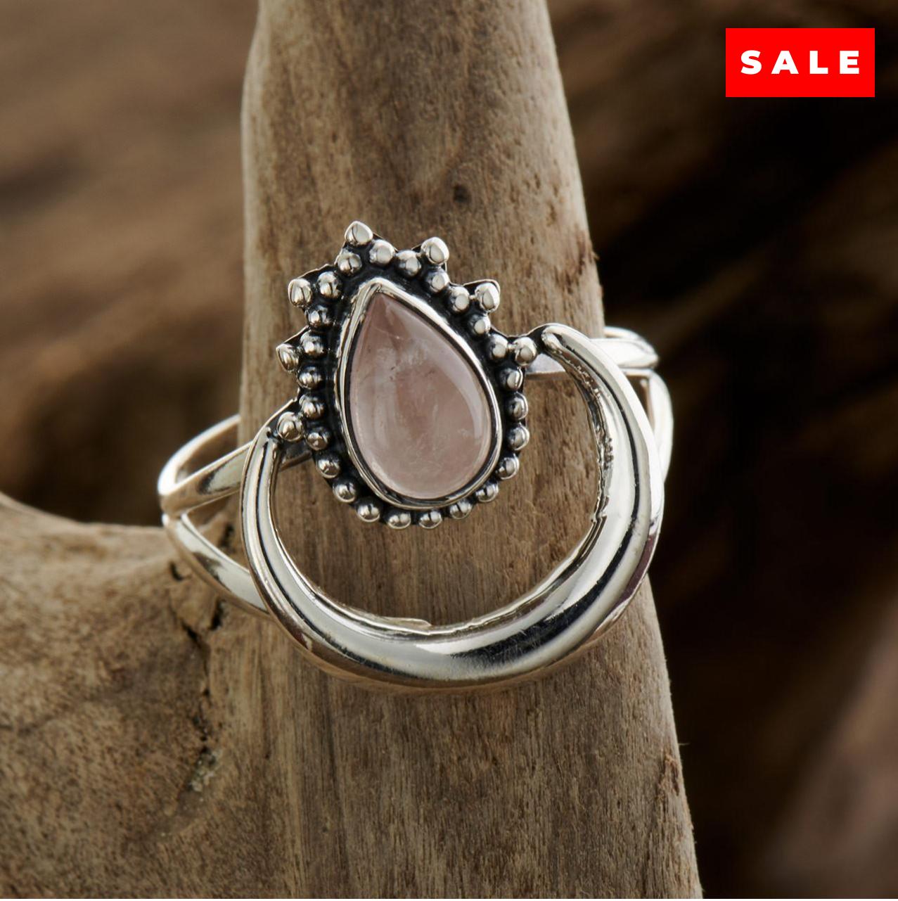 ROSE QUARTZ HALO RING (50% Off Online only)