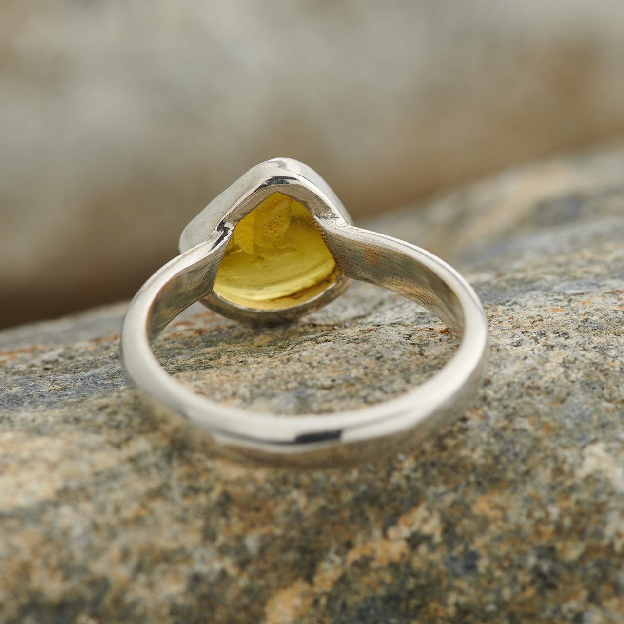 NATURAL AMBER RING STERLING SILVER