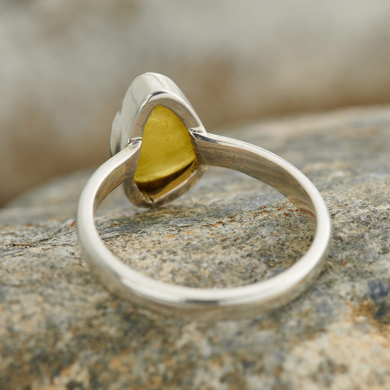 NATURAL AMBER RING STERLING SILVER