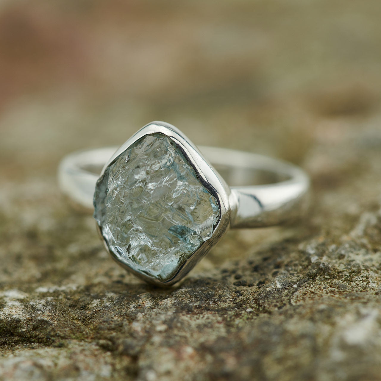 AQUAMARINE RING STERLING SILVER