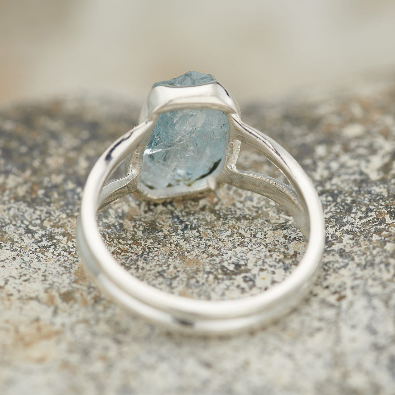 AQUAMARINE RING STERLING SILVER