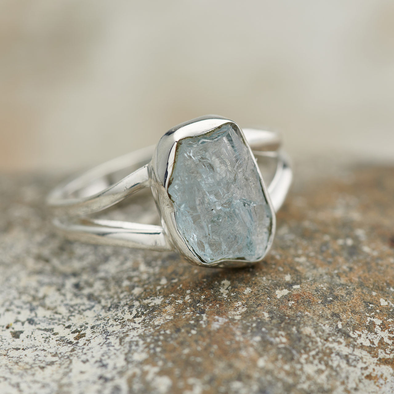 AQUAMARINE RING STERLING SILVER