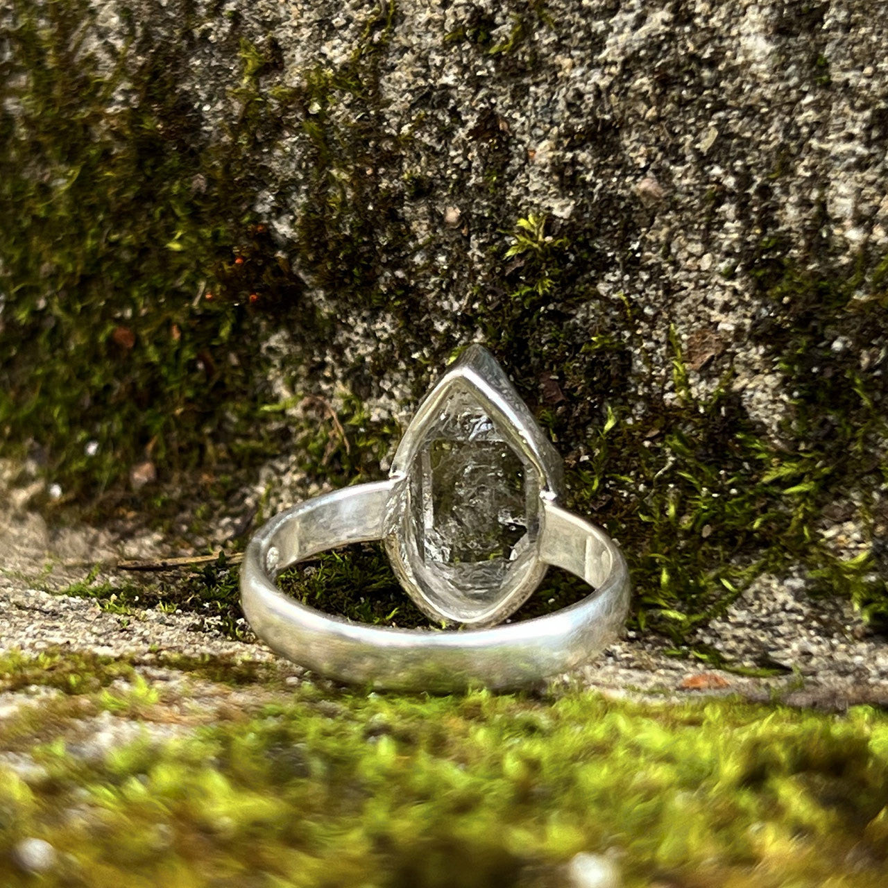 HERKIMER DIAMOND RING STERLING SILVER