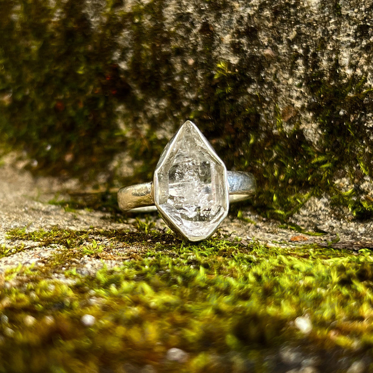 HERKIMER DIAMOND RING STERLING SILVER