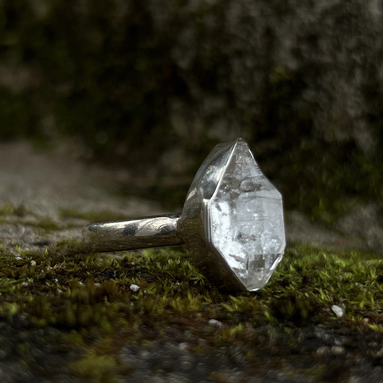 HERKIMER DIAMOND RING STERLING SILVER