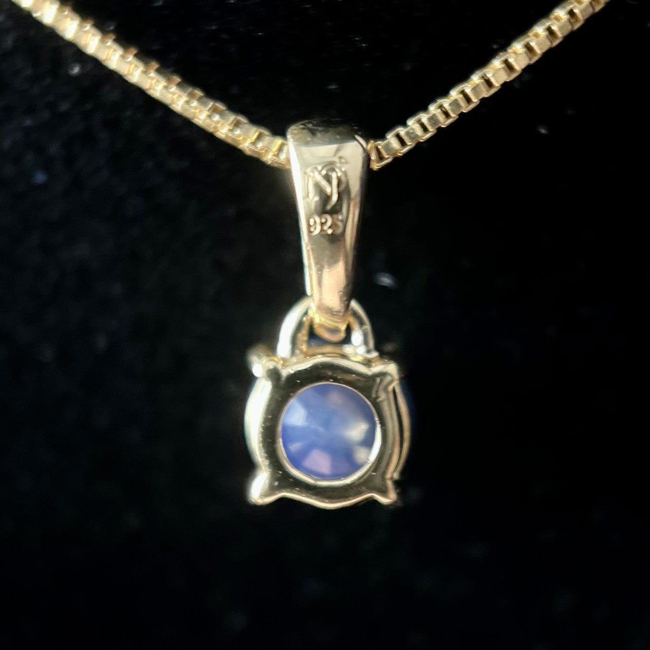 NATURAL BLUE SAPPHIRE VERMEIL YELLOW 18K CIRCLE 5X5 PENDANT