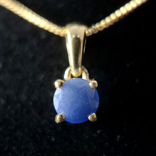 NATURAL BLUE SAPPHIRE VERMEIL YELLOW 18K CIRCLE 5X5 PENDANT