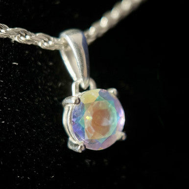 MERCURY MYSTIC TOPAZ STERLING SILVER CIRCLE 6X6 PENDANT