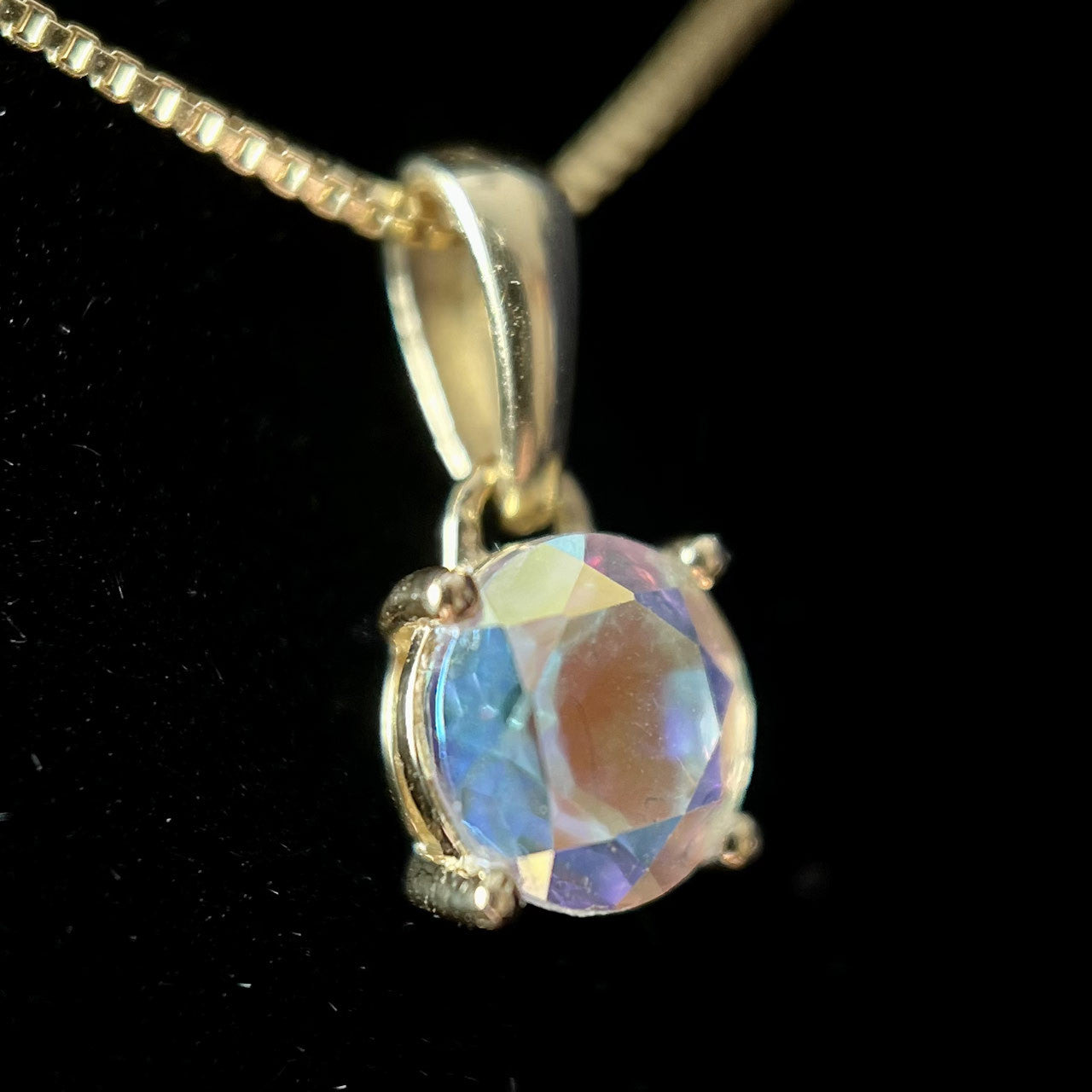 MERCURY MYSTIC TOPAZ VERMEIL YELLOW 18K CIRCLE 6X6 PENDANT