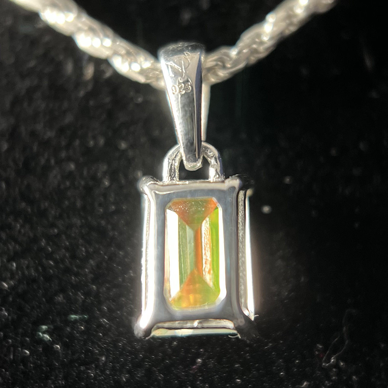 MERCURY MYSTIC TOPAZ STERLING SILVER REC 5X7 PENDANT