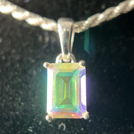 MERCURY MYSTIC TOPAZ STERLING SILVER REC 5X7 PENDANT