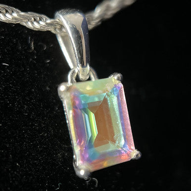 MERCURY MYSTIC TOPAZ STERLING SILVER REC 5X7 PENDANT