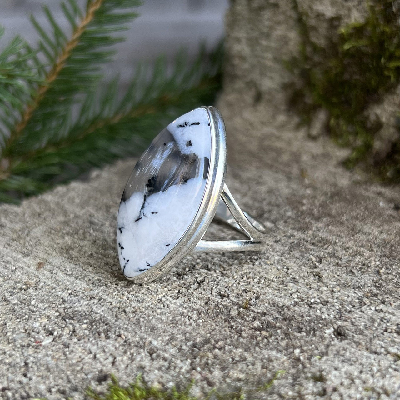 DENDRITE OPAL RING STERLING SILVER