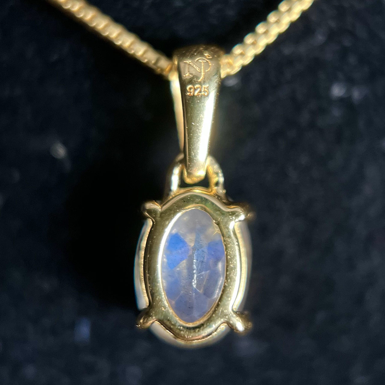 LABRADORITE VERMEIL YELLOW 18K OVAL 7X5 PENDANT