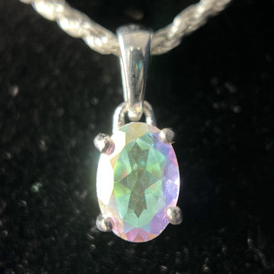 MERCURY MYSTIC TOPAZ STERLING SILVER OVAL 7X5 PENDANT