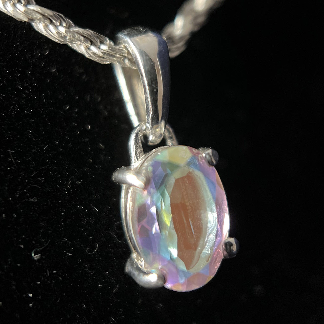 MERCURY MYSTIC TOPAZ STERLING SILVER OVAL 7X5 PENDANT