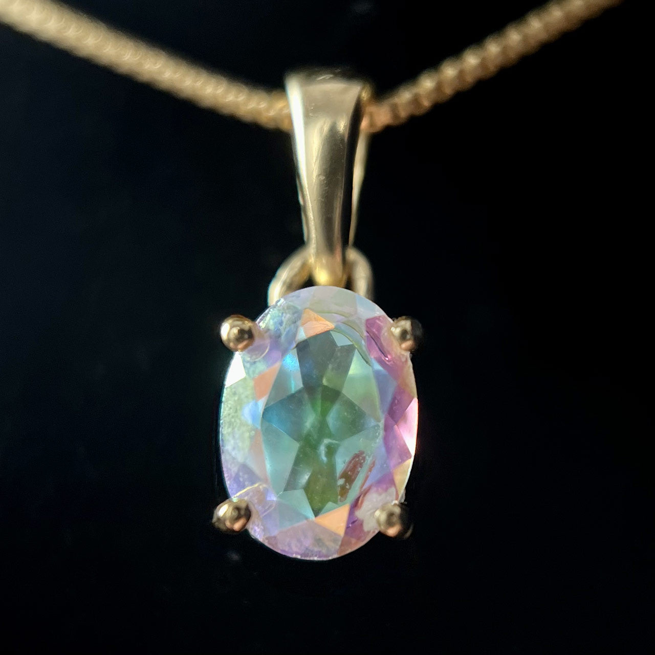 MERCURY MYSTIC TOPAZ VERMEIL YELLOW 18K OVAL 7X5 PENDANT