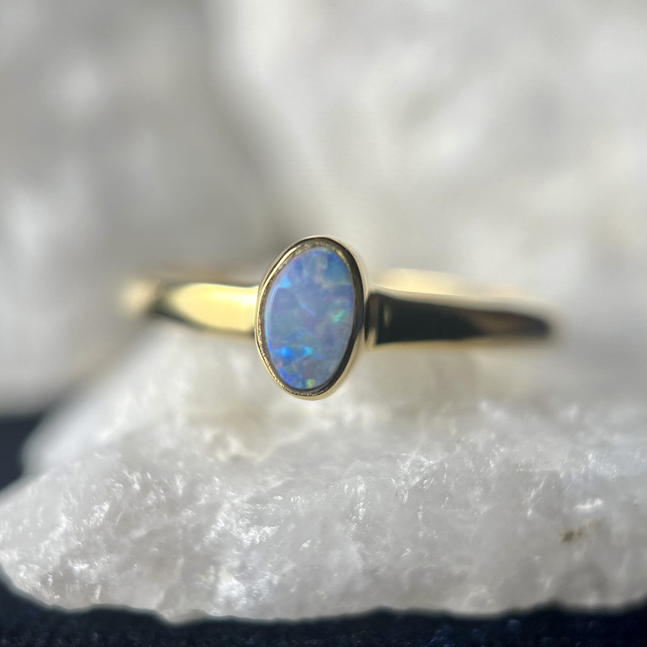 AUSTRALIAN OPAL 18K VERMEIL GOLD RING