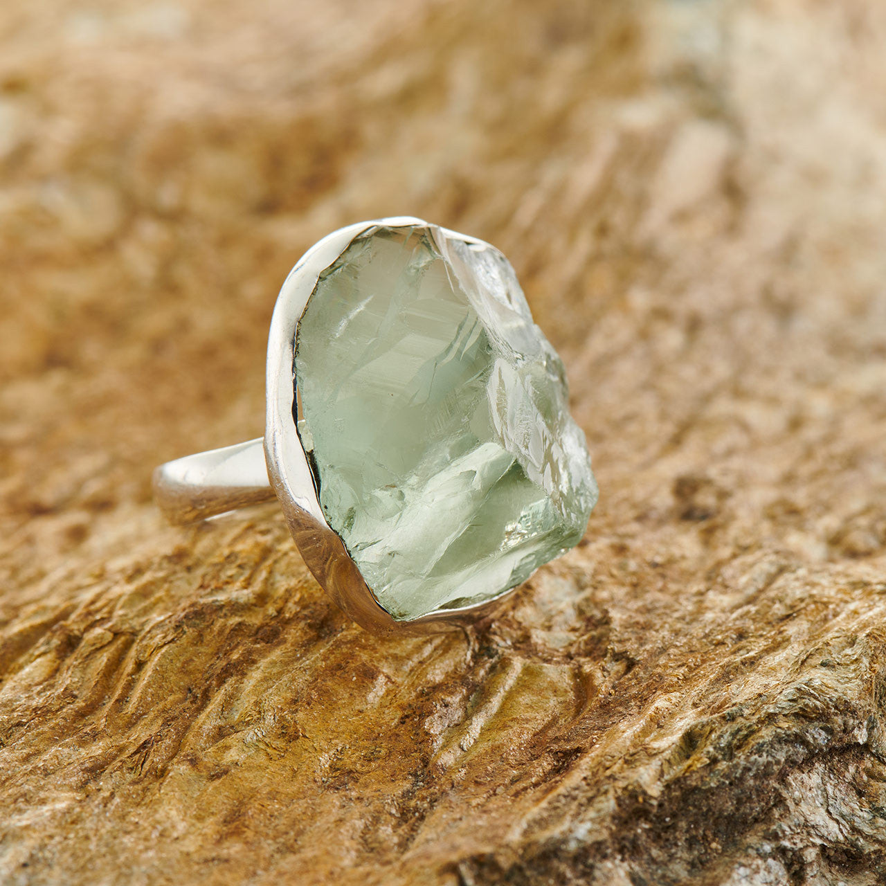 Green Amethyst Sterling Silver Statement Ring