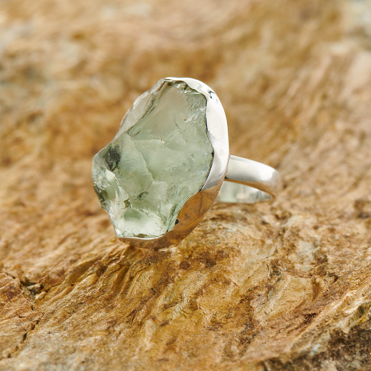 Green Amethyst Sterling Silver Statement Ring