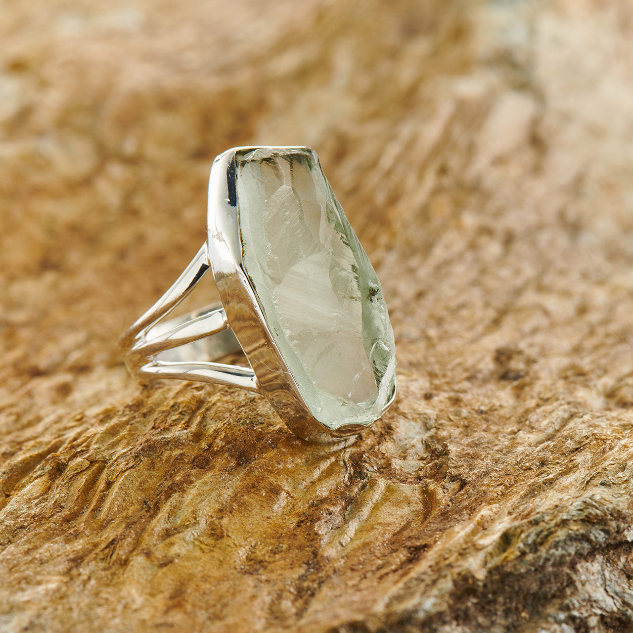 Green Amethyst Sterling Silver Statement Ring