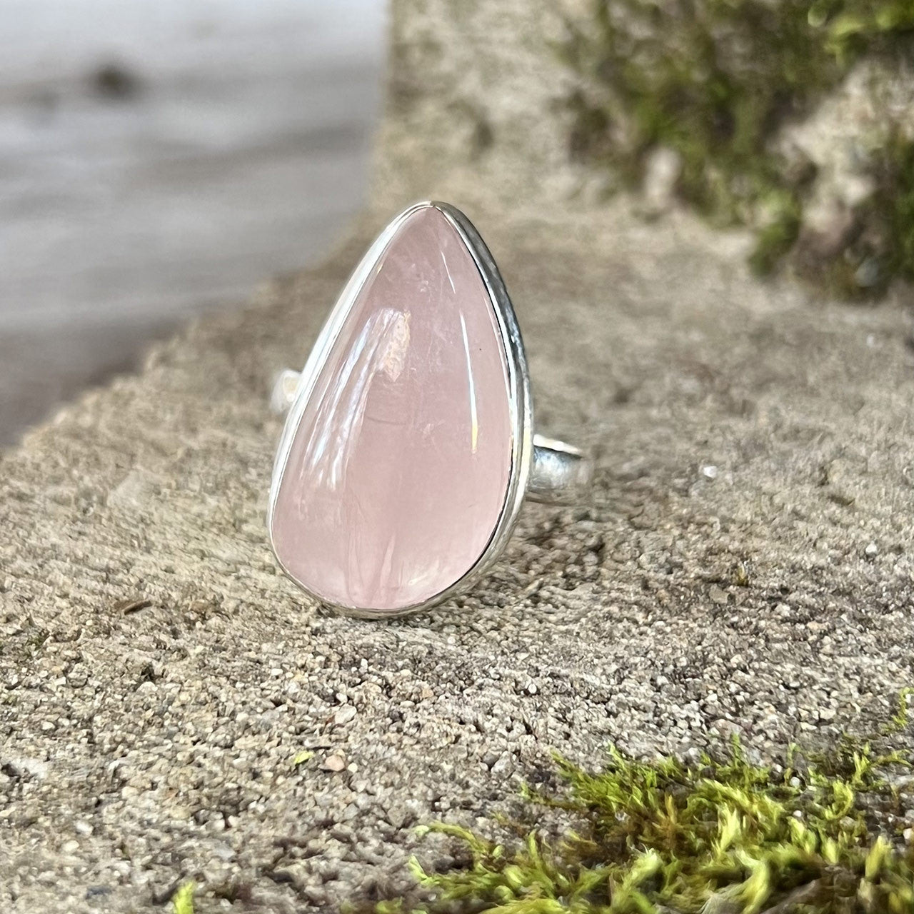 ROSE QUARTZ RING STERLING SILVER