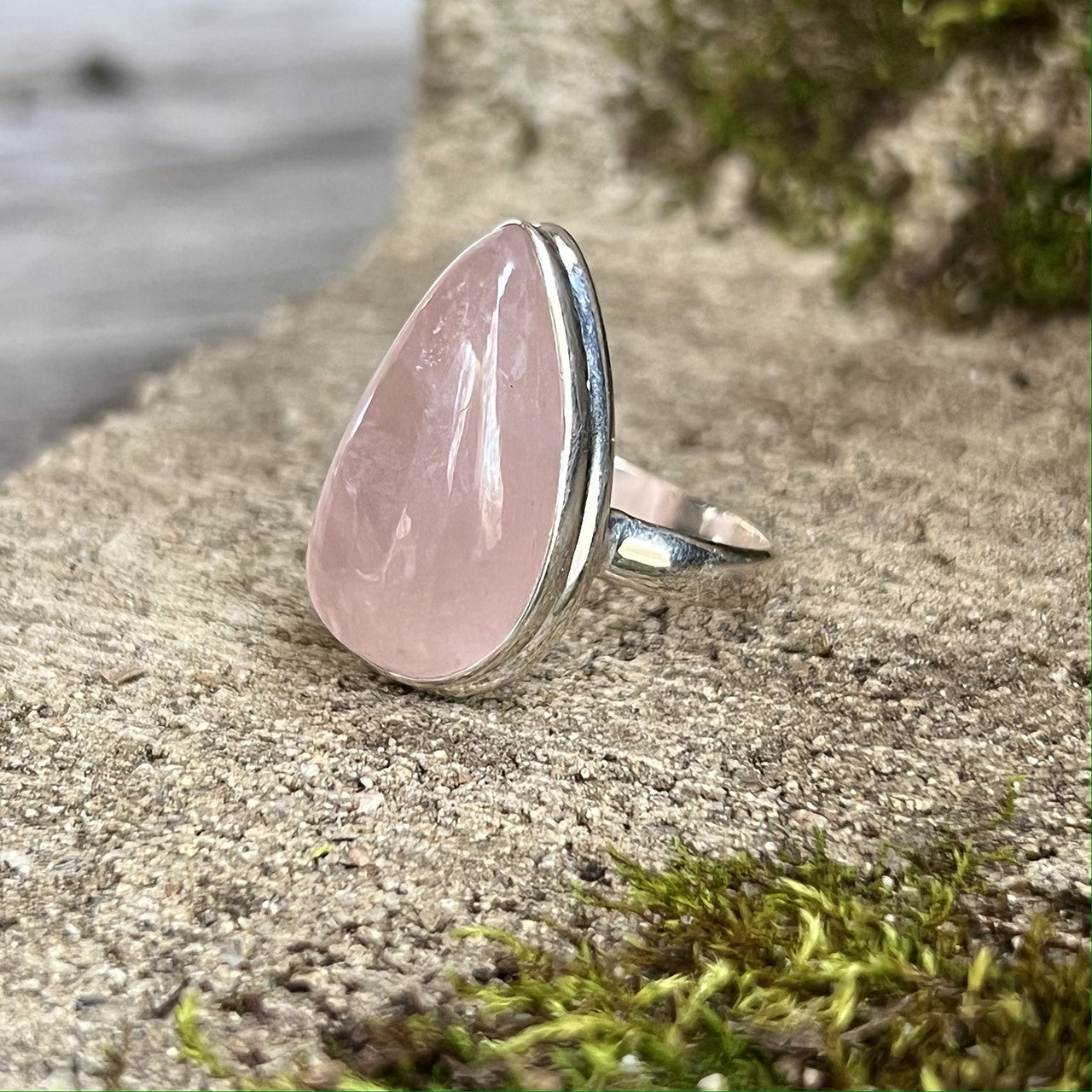 ROSE QUARTZ RING STERLING SILVER