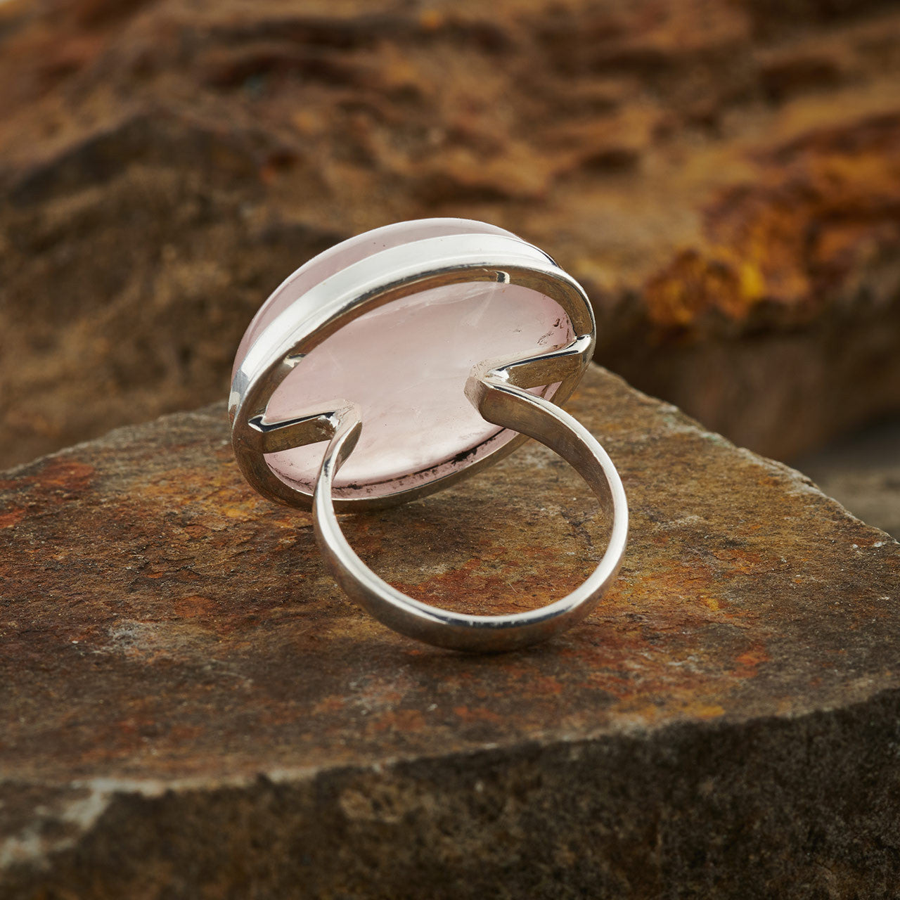 ROSE QUARTZ RING STERLING SILVER BIG