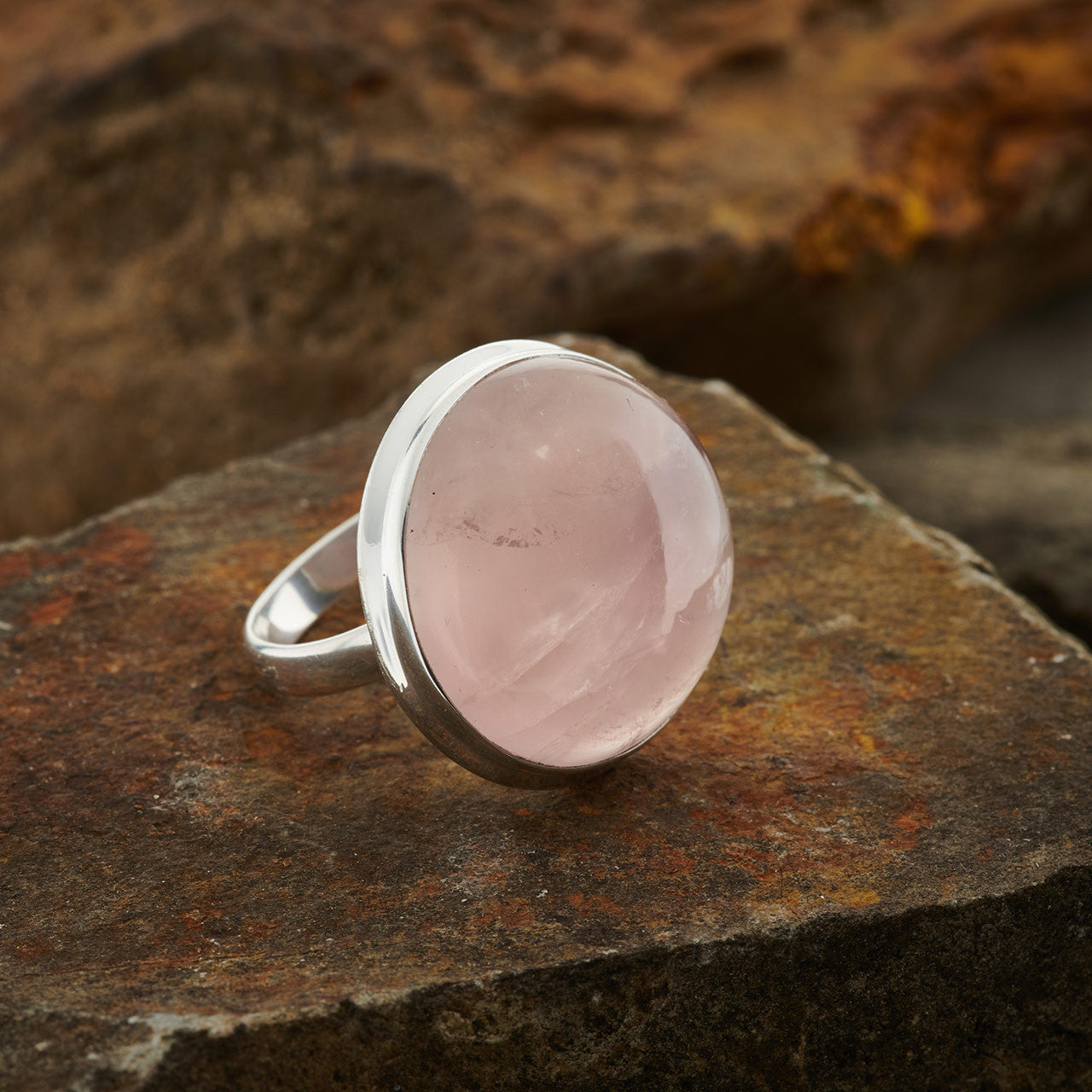 ROSE QUARTZ RING STERLING SILVER BIG