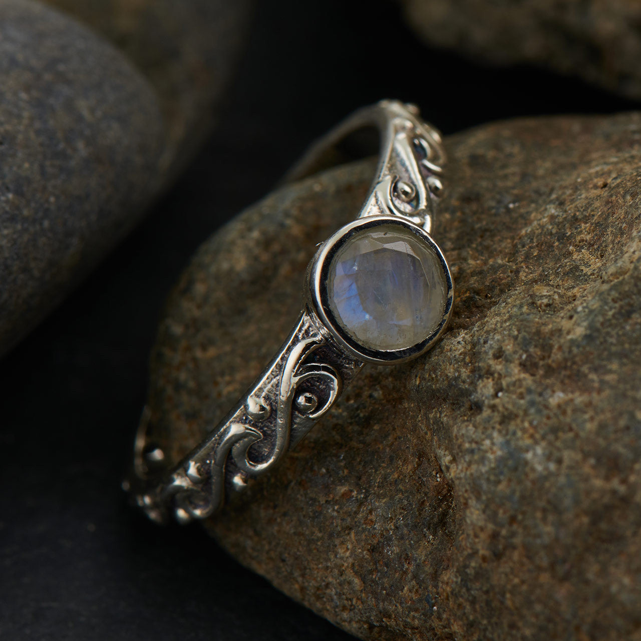 MOONSTONE STACKABLE CELTIC RING