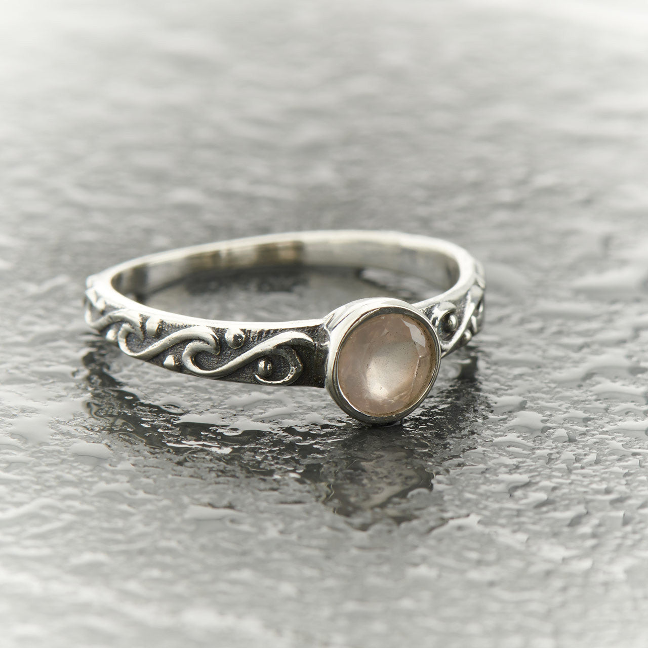 ROSE QUARTZ STACKABLE CELTIC RING