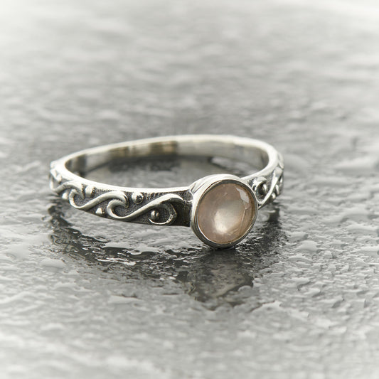 ROSE QUARTZ STACKABLE CELTIC RING