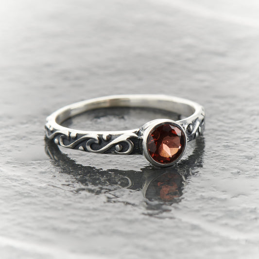 GARNET STACKABLE CELTIC RING