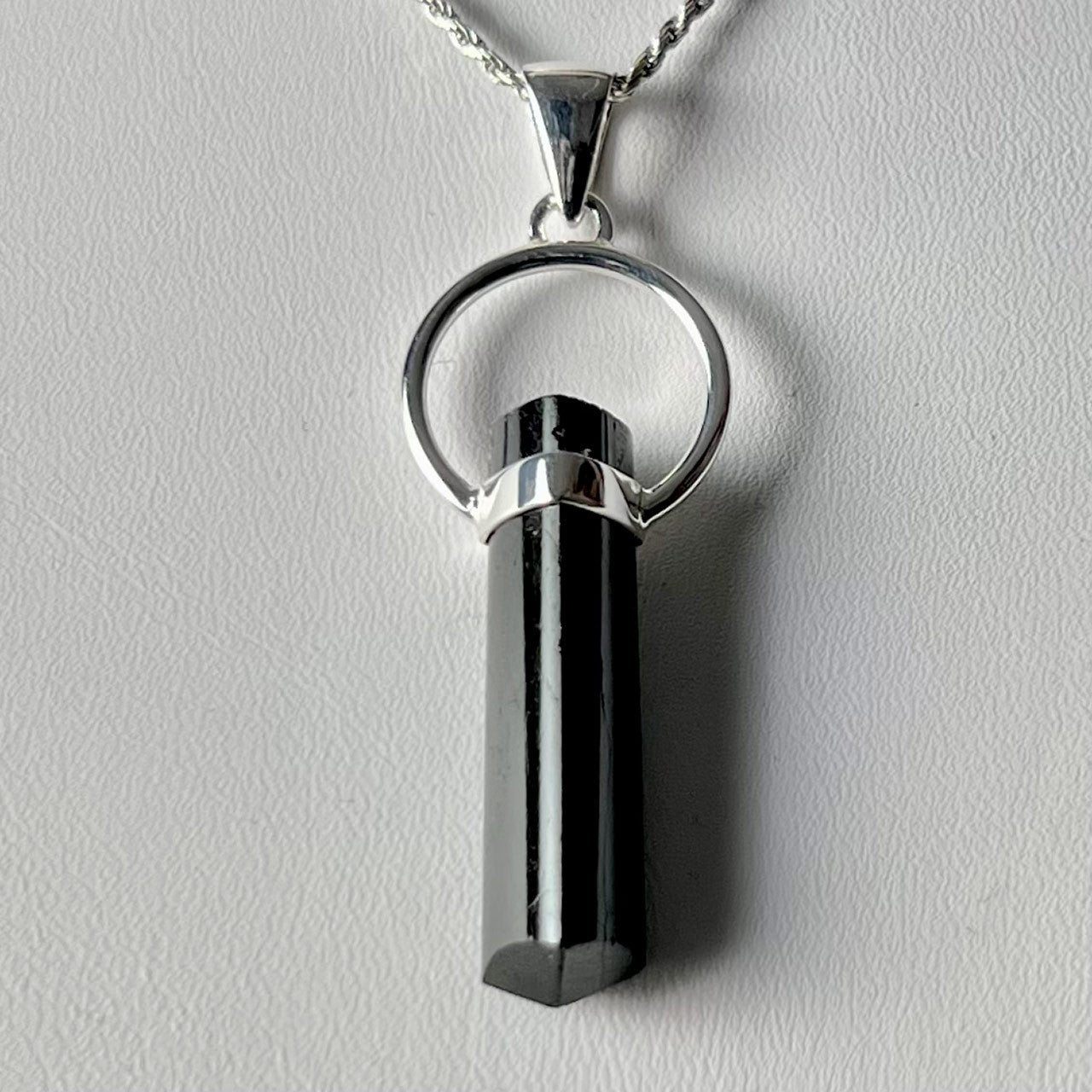 BLACK TOURMALINE STERLING SILVER PENDANT