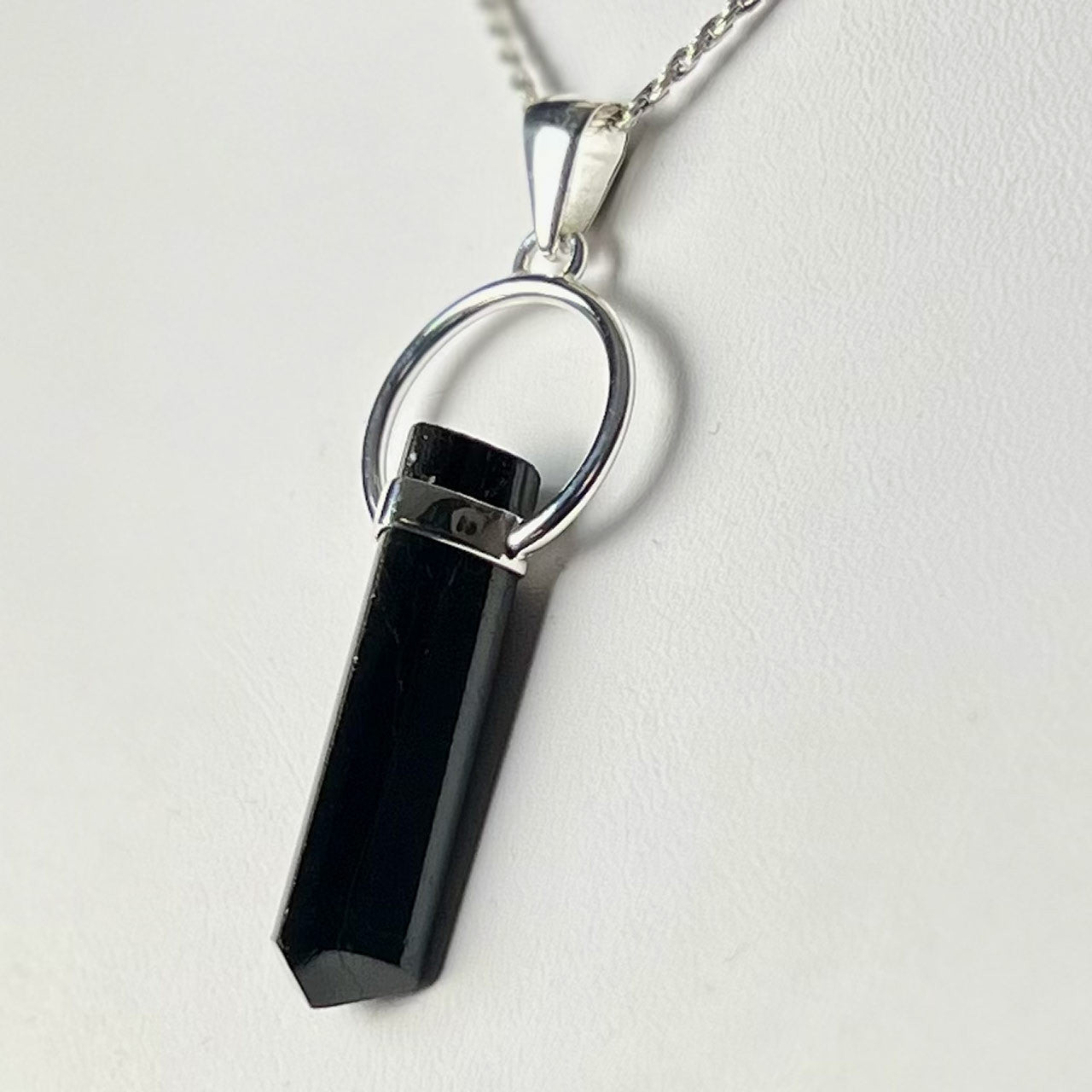 BLACK TOURMALINE STERLING SILVER PENDANT