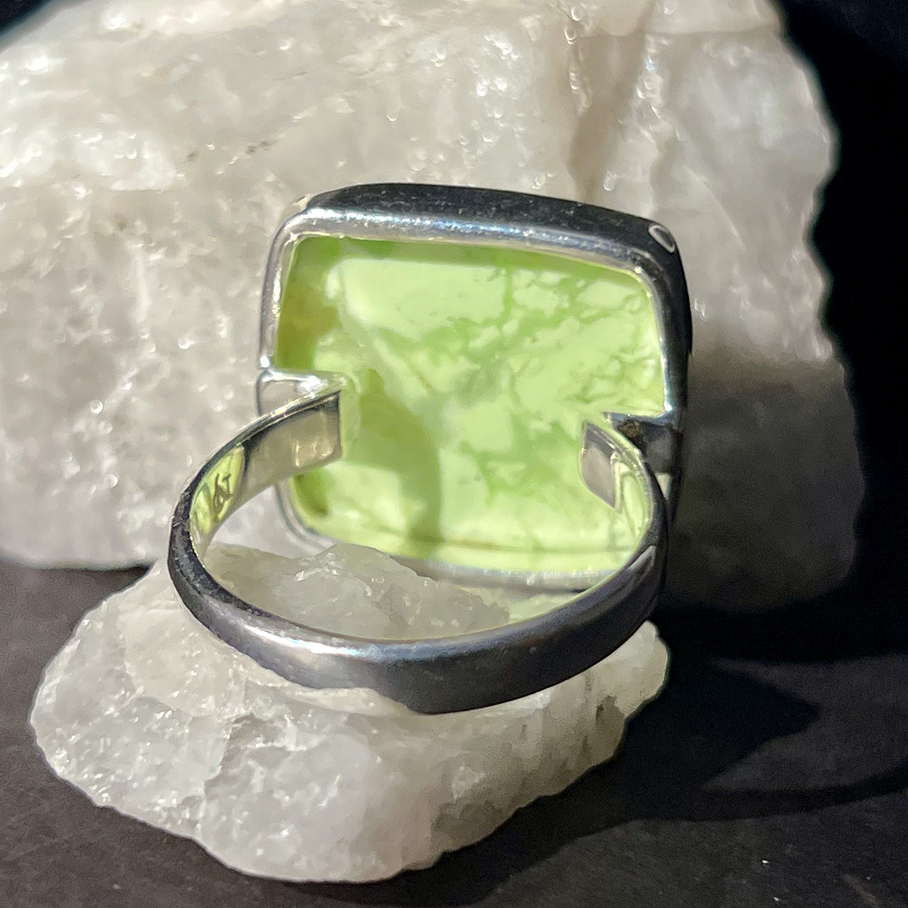 LEMON CHRYSOPRASE RING STERLING SILVER