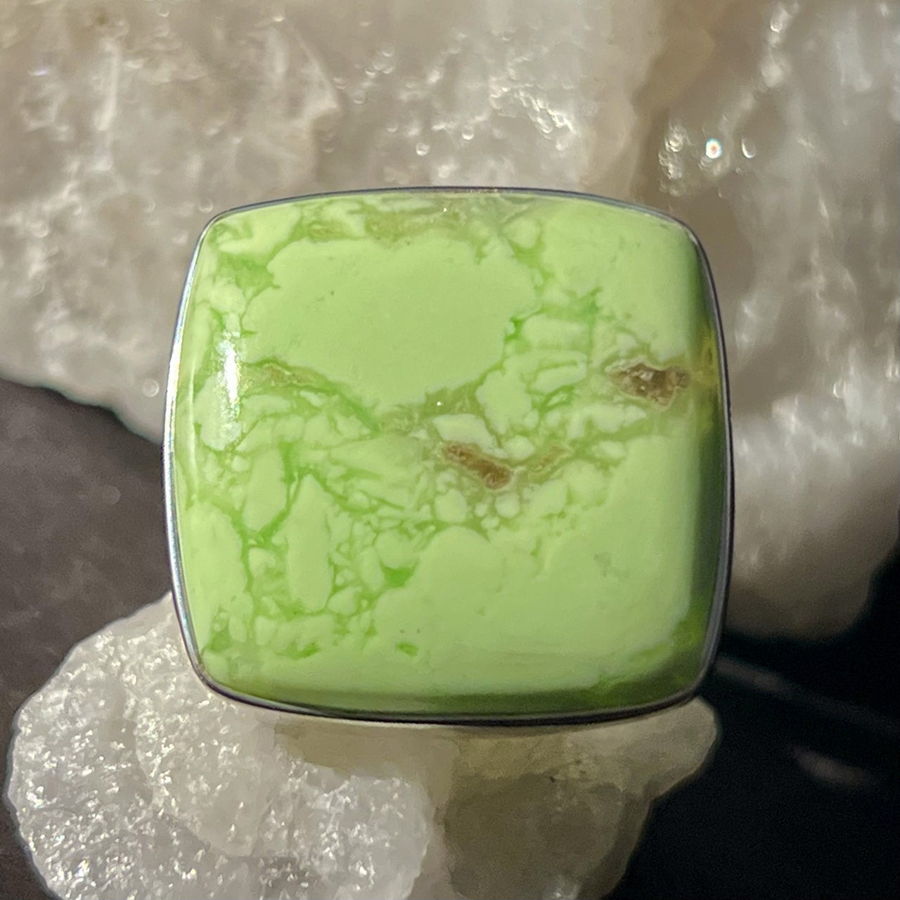 LEMON CHRYSOPRASE RING STERLING SILVER