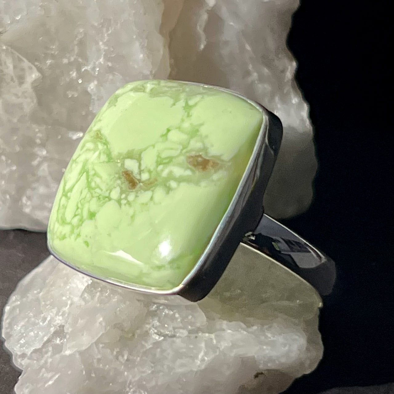 LEMON CHRYSOPRASE RING STERLING SILVER