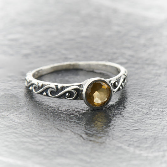 HONEY QUARTZ STACKABLE CELTIC RING