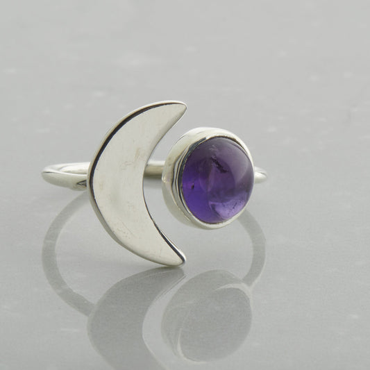 AMETHYST CRESCENT MOON RING (25% OFF ONLINE ONLY)