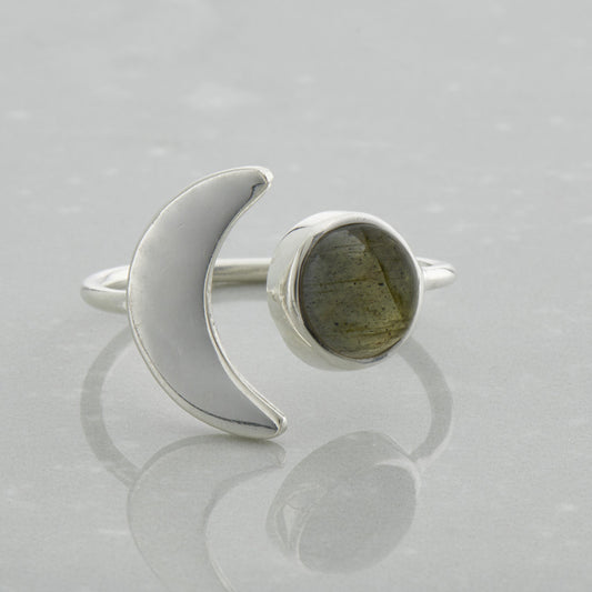 LABRADORITE CRESCENT MOON RING (25% OFF ONLINE ONLY)