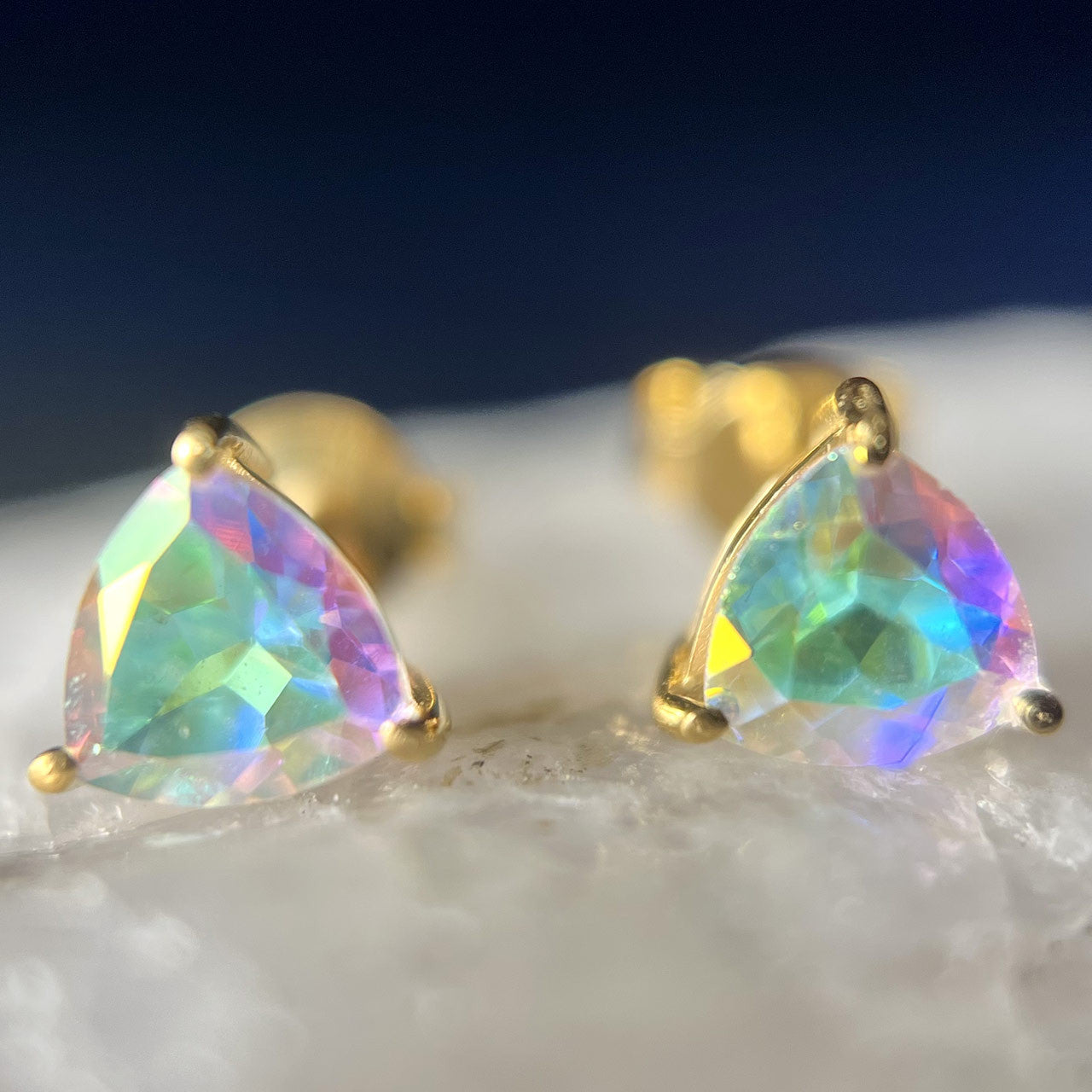 Mercury Mystic Topaz 18K Vermeil Gold Earrings TRIANGLE