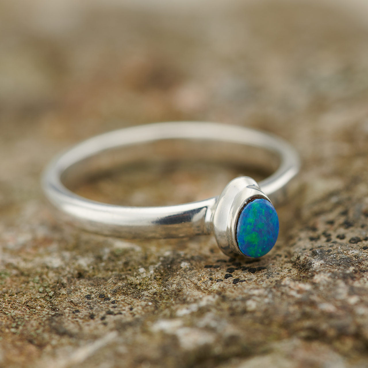 AUSTRALIAN OPAL RING STERLING SILVER