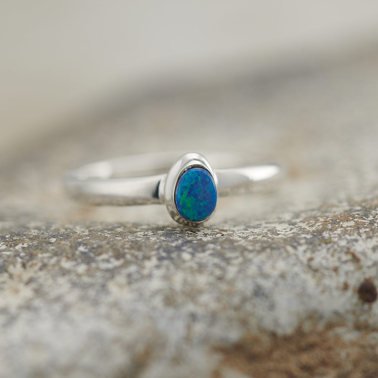 AUSTRALIAN OPAL RING STERLING SILVER