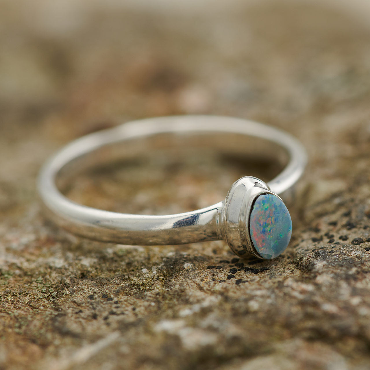 AUSTRALIAN OPAL RING STERLING SILVER