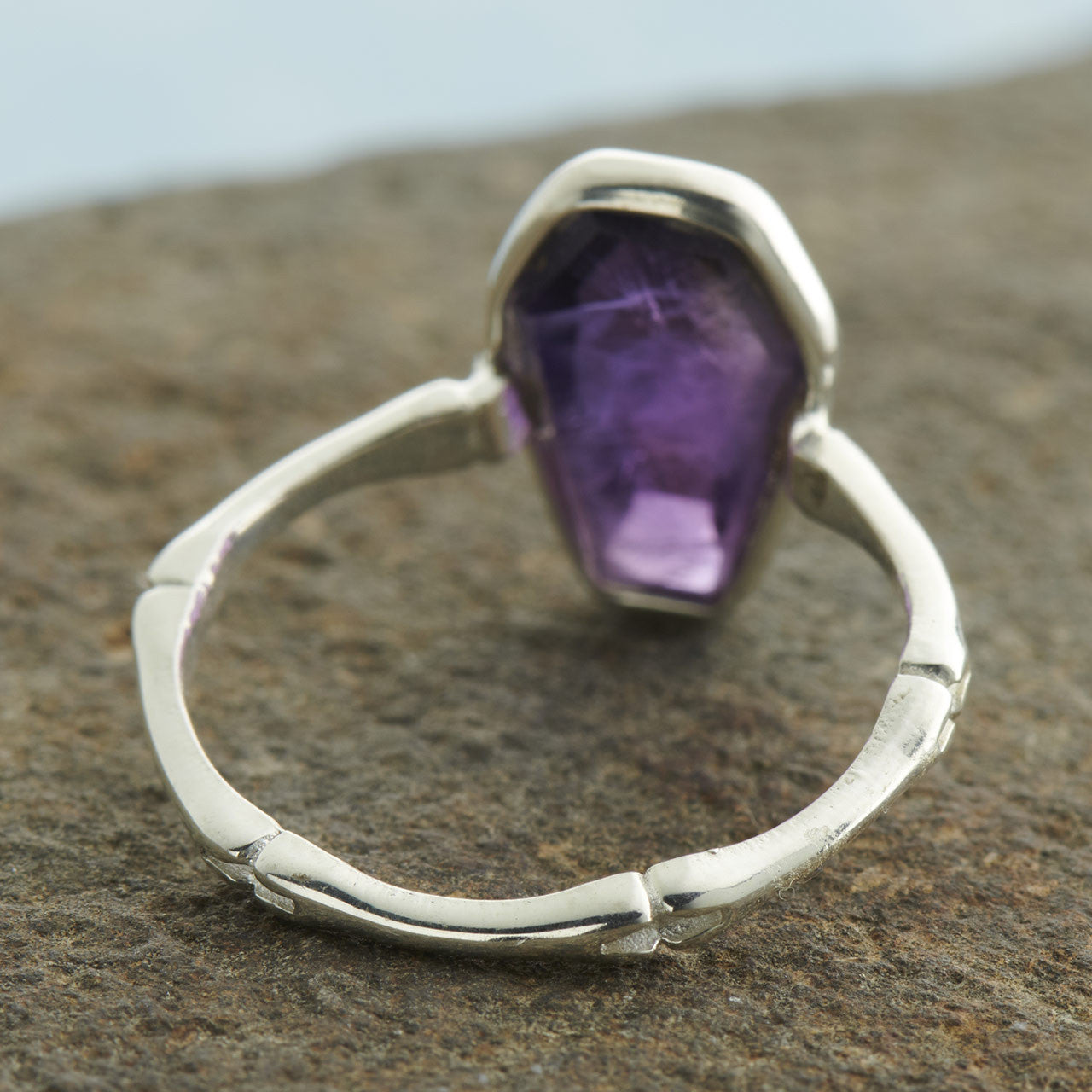 Amethyst RING  BONE-BAND COFFIN