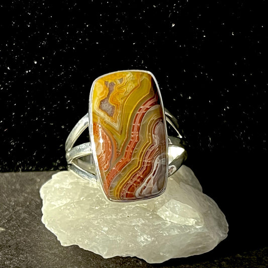 LAGUNA LACE AGATE RING STERLING SILVER