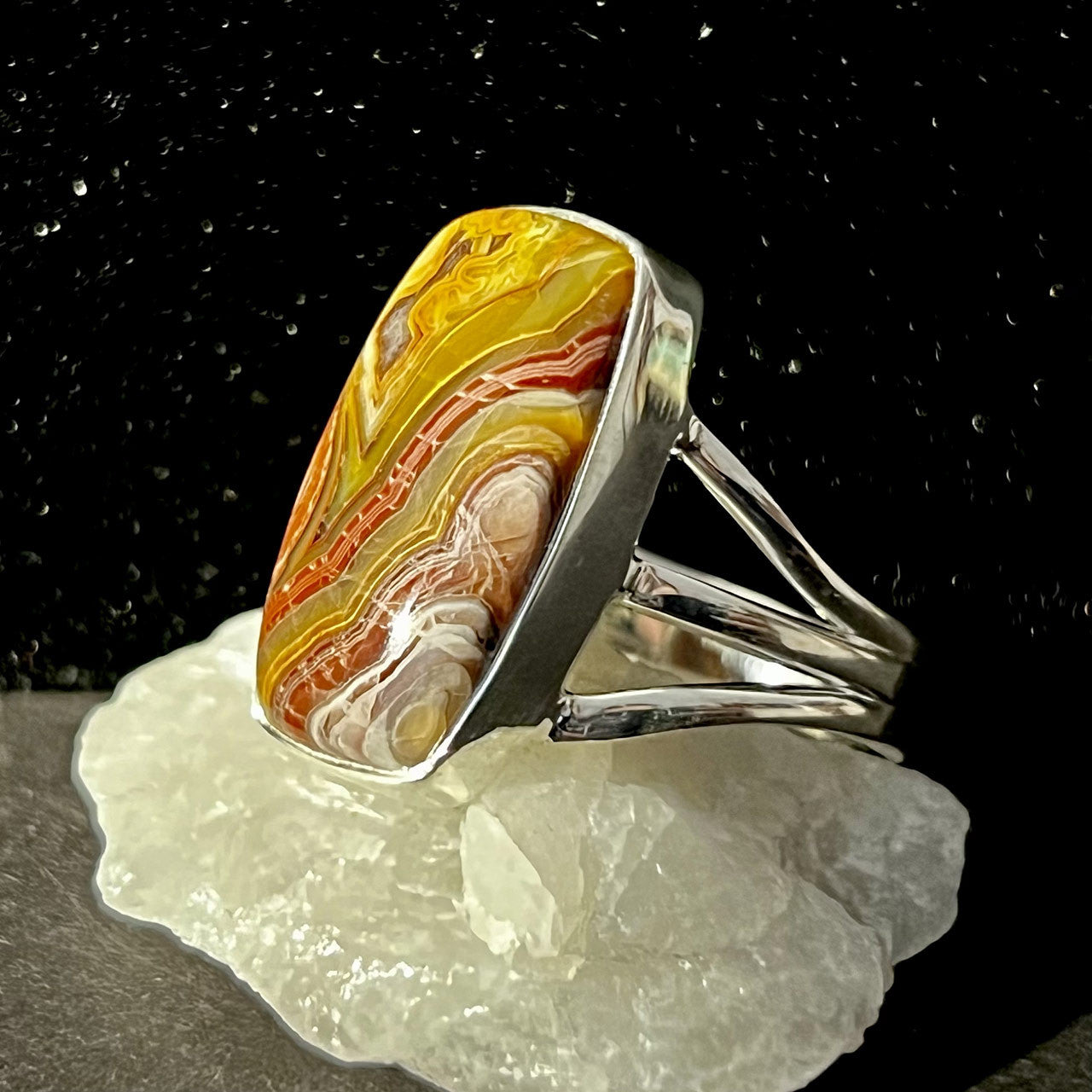 LAGUNA LACE AGATE RING STERLING SILVER