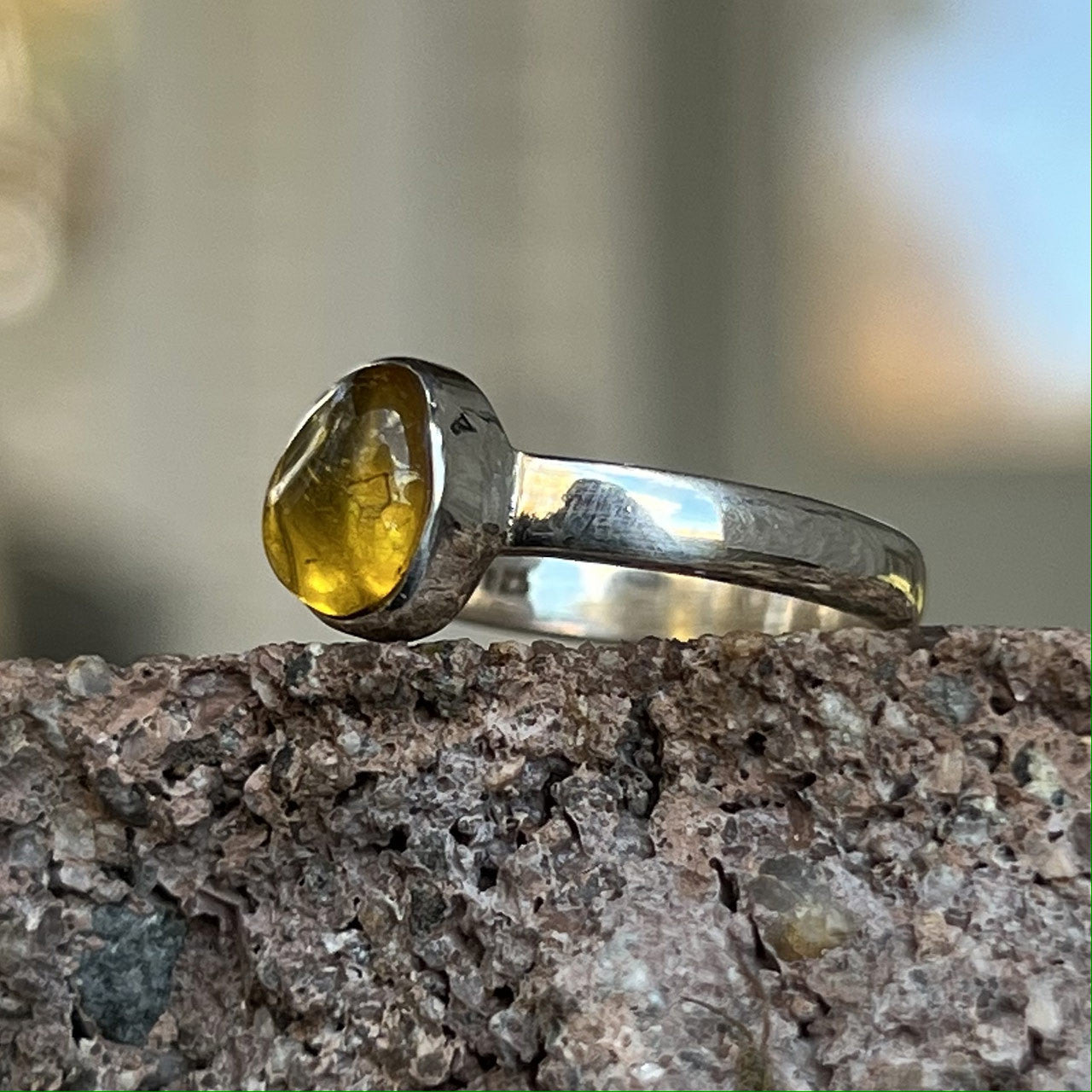 BALTIC AMBER RING STERLING SILVER