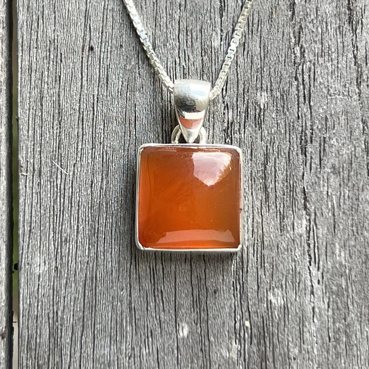 NATURAL CARNELIAN PENDANT STERLING SILVER